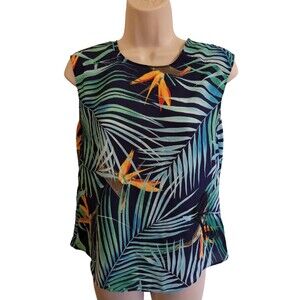 Express Multi-Color Tropical Sleeveless Open-Back Blouse Size XS